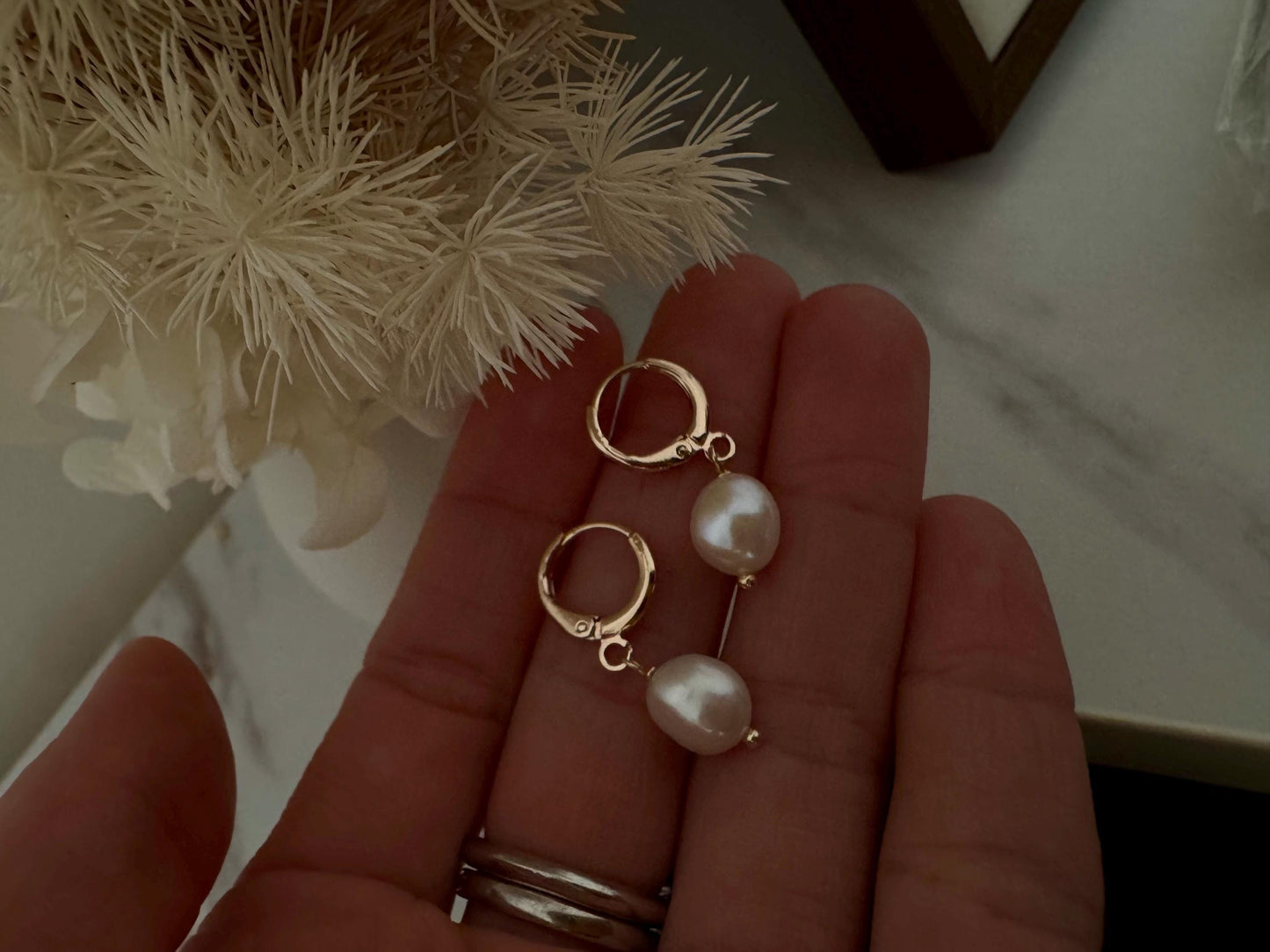 14k gold freshwater pearls earrings, real pearl, 18k gold plated silver, teardrop pearl, hoop earrings, bridal earrings pearl