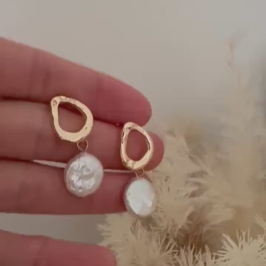 Coin baroque dangle earrings
